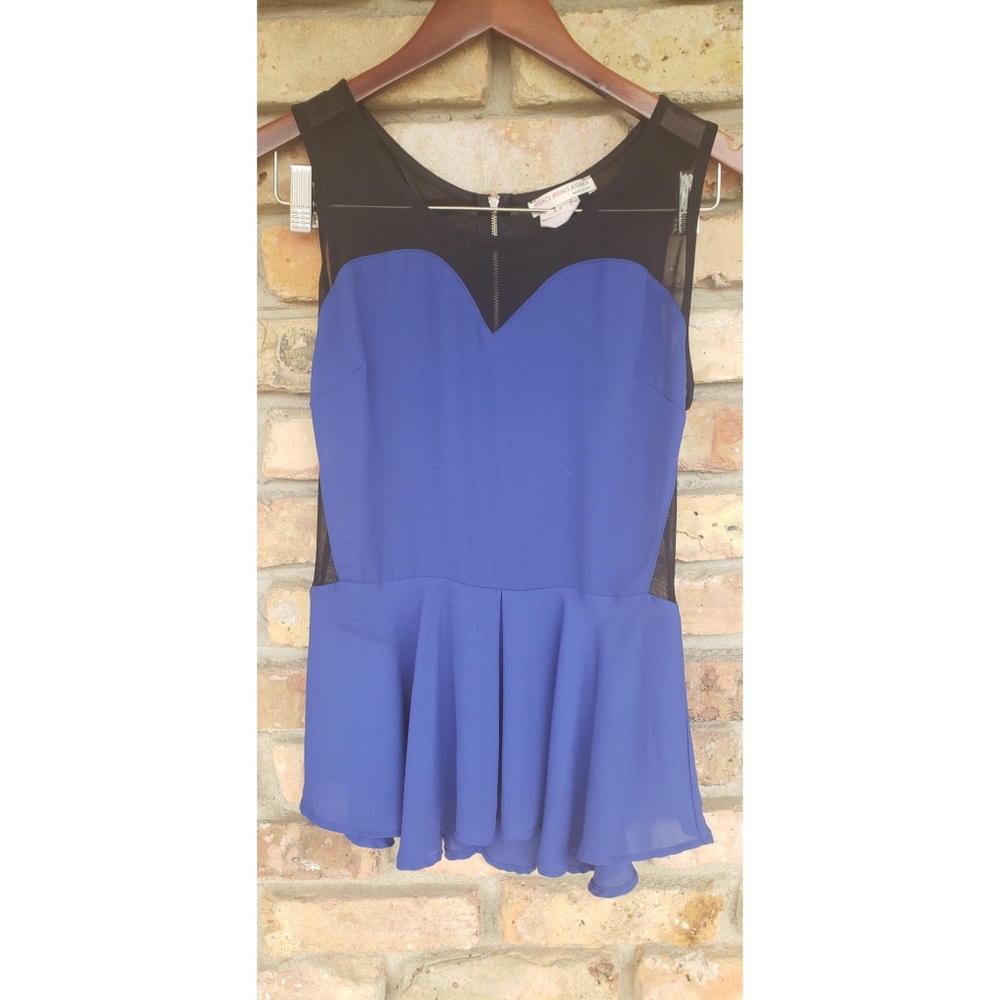 peplum mash dark blue shirt